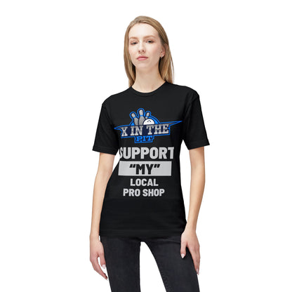 X In The Pit " support MY local Pro shop"  Unisex Midweight T-shirt, Made in the US